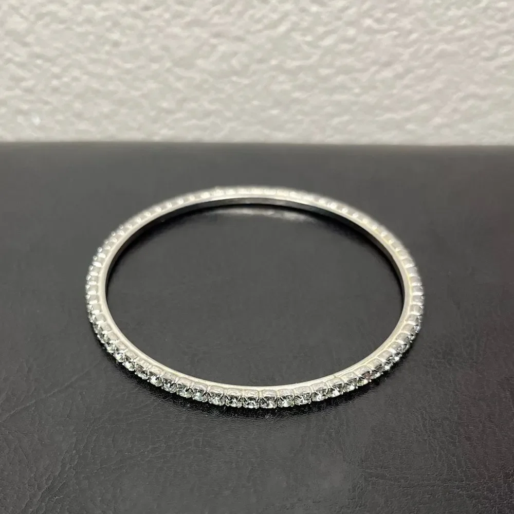 Diamond Bracelet Bangle Women’s Jewelry Silver Grey White Stone Costume​… - Picture 5 of 8